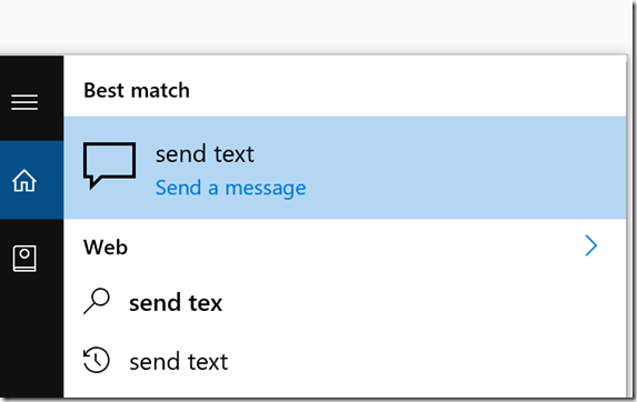 cortana send sms from pc